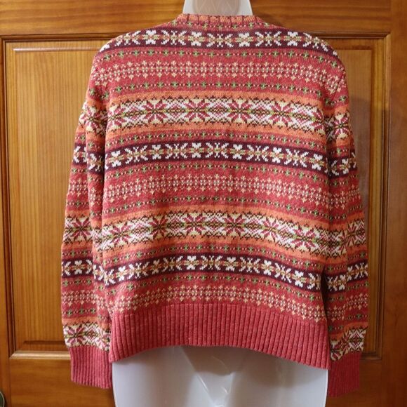 Tiara Vintage Orange Nordic Knit Cardigan Sweater LG - Picture 7 of 11